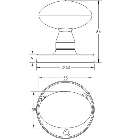 Jedo Kontrax Oval Mortice Door Knobs Polished Chrome - Image 2