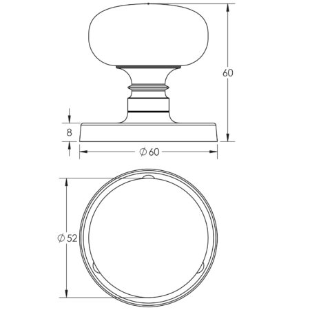 Jedo Kontrax Mushroom Mortice Door Knobs Satin Chrome - Image 2