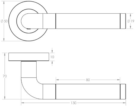 Twin Door Handle on Rose Polished Chrome/Satin Chrome - Image 2