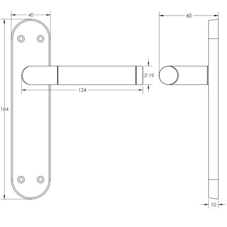 Frelan Mitred Suite Door Handle on Latchplate Polished Chrome/Satin Chrome - Polished Chrome / Satin Chrome - Image 2