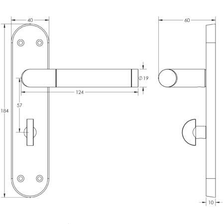 Frelan Mitred Suite Door Handle on Bathroom Plate Polished Chrome/Satin Chrome - Polished Chrome / Satin Chrome - Image 3