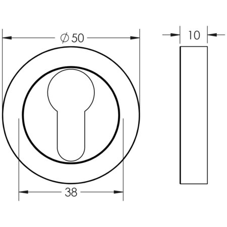 Frelan Jedo Designer Euro Profile Escutcheons on 50mm Round Rose Satin Chrome - Image 2