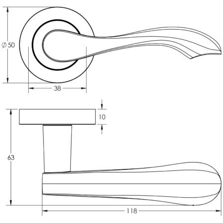 Frelan Gamma Door Handles Brass Finish - Image 2