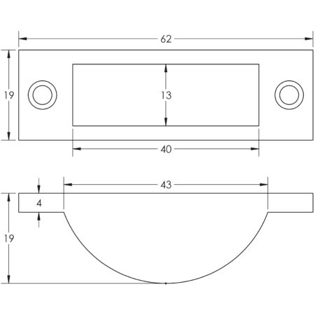 Jedo Zinc Easy Clean Bolt Socket 63x20mm Satin Chrome - Image 2