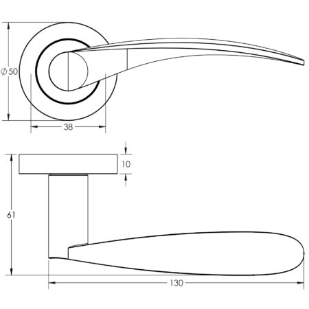 Monaco Door Handle on Rose Satin Chrome - Image 2