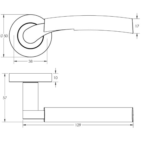 Arkus Door Handle on Rose Polished Chrome/Satin Chrome - Image 2