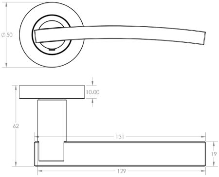 Modena Door Handle on Rose Polished Chrome/Polished Black Nickel - Image 2