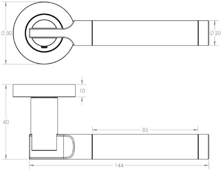 Lydia Door Handle on Rose Polished Chrome/Satin Chrome - Image 2