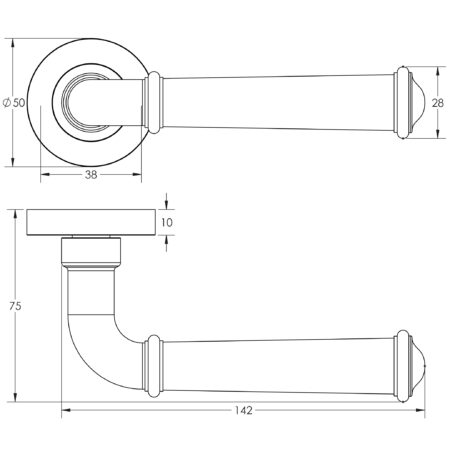 Classic Matt Black Lever on rose - Image 2