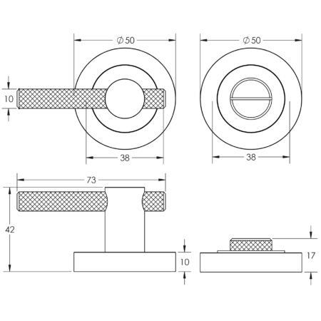 Jedo Bari Knurled Turns & Releases Satin Brass - Image 2