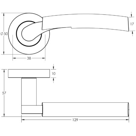 Capri Door Handle on Rose Polished Chrome/Satin Chrome - Image 2
