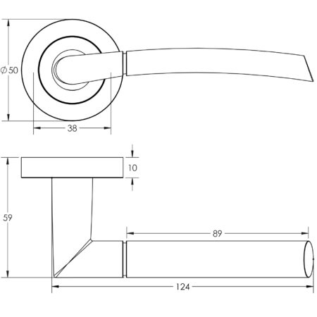 Lorenzo Door Handle on Rose Polished Chrome/Satin Chrome - Image 2