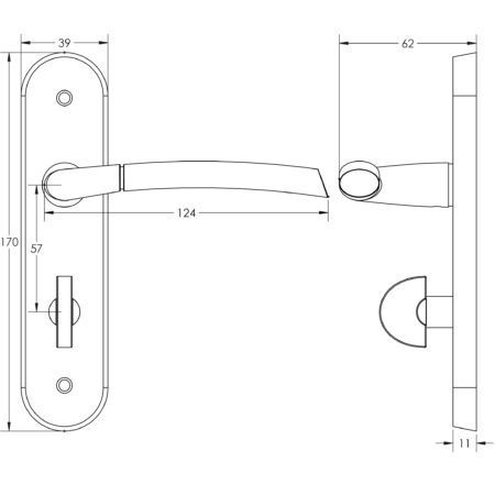 Lorenzo Kontrax Suite Door Handle on Bathroom Plate Polished Chrome/Satin Chrome - Image 2