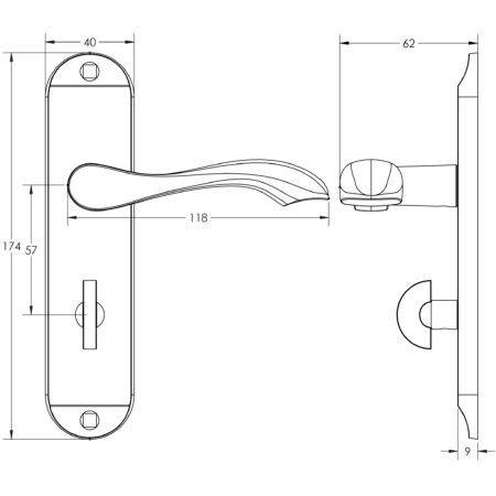 Broadway Suite Door Handle on Bathroom Plate Satin Chrome - Image 2