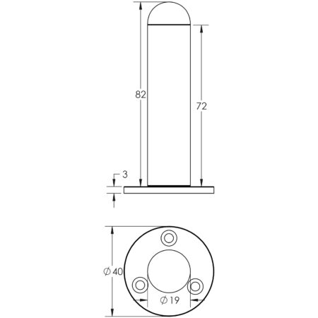 Jedo Cylinder Wall Mounted Door Stop on Rose 75mm Dark Bronze - Image 2