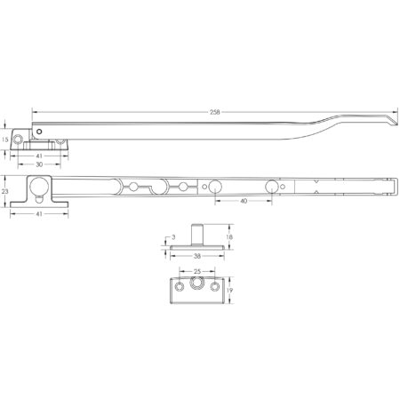 Modern Non Lockable Casement Stays 250mm Polished Brass - Image 2