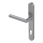 BLU KM078C Mitre Lever Door Handle on Backplate (Dual Sprung) 52mm Handle Projection Version - 316 Satin Stainless Steel