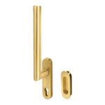 BLU Lift and Slide Door Handle Internal Lever & Euro Profile Cut-Out Faceplate External Flush Pull 35 x 152 x 14mm 316 Stainless Steel with a PVD Satin Brass finish