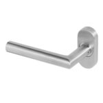 blu KM960C Solid Mitre Lever On Oval Rose 52mm Projection Version - 316 Satin Stainless Steel