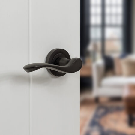 Atlantic Old English Warwick Door Handle Pack (Bathroom Set - 2.5" CE Bathroom Lock, 4" Slim Knuckle Hinges x2) - Urban Dark Bronze - Image 6
