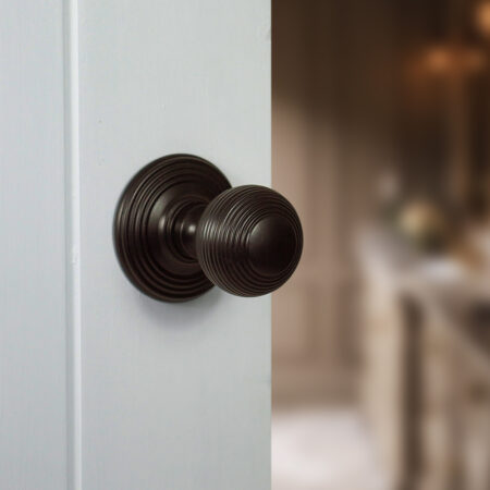 Atlantic Old English Ripon Door Knob Pack (Lock Set - Horizontal Bathlock, 3" Fire Rated Hinges x3) - Urban Dark Bronze - Image 6