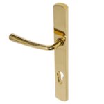 BLU Pera 095 Multipoint Door Lock Handle Dual Sprung 316 Grade Stainless Steel PVD Polished Brass Finish