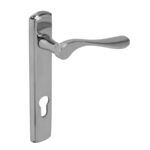 BLU Regent Door Handle 92mm Centres Left Hand 68mm Door Thickness 36 x 205 x 10.5mm 316 Polished Stainless Steel