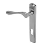BLU Regent Door Handle 92mm Centres Right Hand 68mm Door Thickness 36 x 205 x 10.5mm 316 Polished Stainless Steel