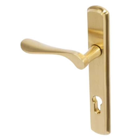 BLU Regent 092 Right Hand Multipoint Door Lock Handle Dual Sprung 316 Grade Stainless Steel PVD Satin Brass Finish