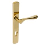 BLU Regent 095 Left Hand Multipoint Door Lock Handle Dual Sprung 316 Grade Stainless Steel PVD Polished Brass Finish