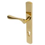 BLU Regent 095 Right Hand Multipoint Door Lock Handle Dual Sprung 316 Grade Stainless Steel PVD Polished Brass Finish