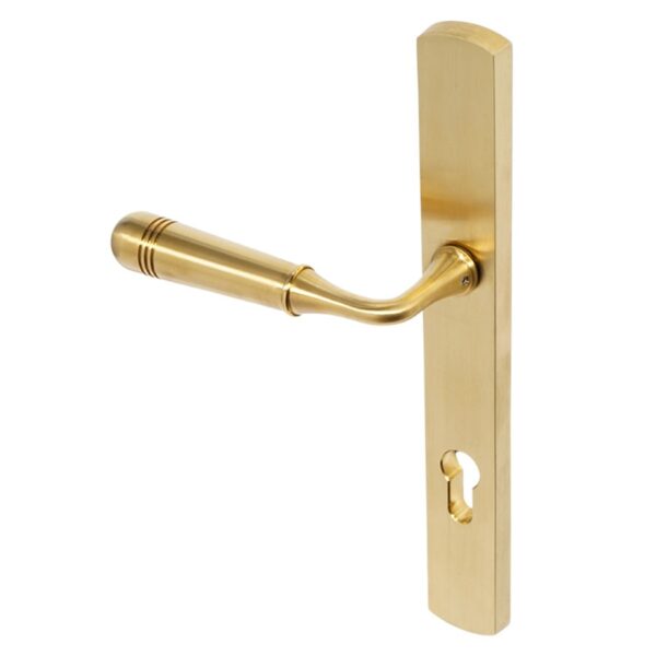 BLU Opera 095 Multipoint Door Lock Handle Dual Sprung 316 Grade Stainless Steel PVD Satin Brass Finish