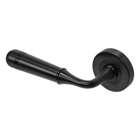 BLU Opera Lever Door Handle on Round Rose 55 x 10.5mm 316 Stainless Steel Matt Black Lacquer Finish
