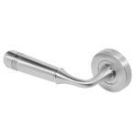 BLU Opera Lever Door Handle on Round Rose 55 x 10.5mm 316 Satin Stainless Steel