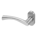 BLU Wing Lever Door Handle on Oval Rose 32.2 x 71.8 x 10.5mm 316 Satin Stainless Steel