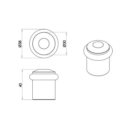 Frelan Burlington Chamfered Door Stops Polished Nickel - Image 2