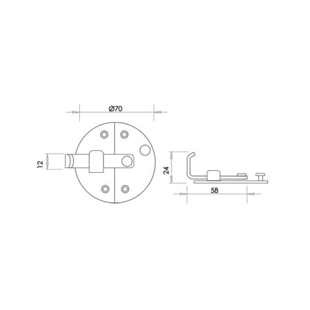 Jedo Cabinet Latch 72mm dia Pewter - Image 2