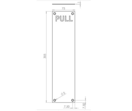Jedo Engraved Fingerplates "Pull" 305x75mm Satin Anodised Aluminium - Image 2
