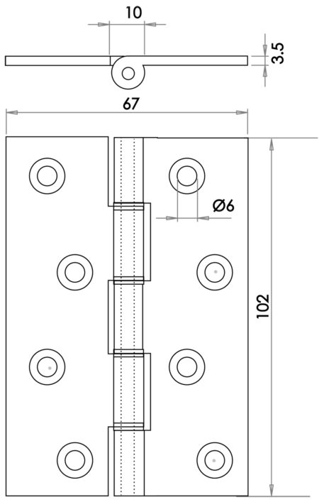 Double Phosphor Bronze Washered Hinge Polished Chrome - Image 2
