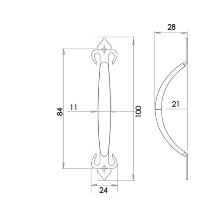 Fleur De Lys Pull Handles 100mm Black - Image 2
