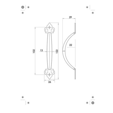 Fleur De Lys Pull Handles 125mm Black - Image 2