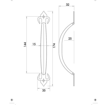 Fleur De Lys Pull Handles 170mm Black - Image 2