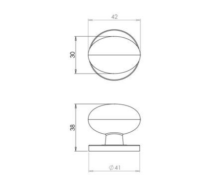 Frelan Oval Cupboard Knob 38mm Black - Image 2
