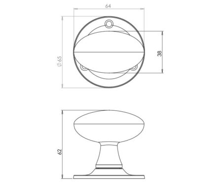 Jedo Oval Mortice Door Knobs Black - Image 2