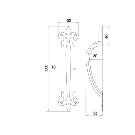 Fleur De Lys Pull Handles 230mm Black - Image 2