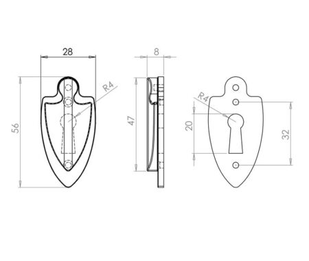 Antique Covered Escutcheon 50mm Black - Image 2
