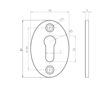 Antique Oval Escutcheon 50mm Black - Image 2