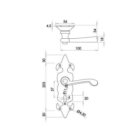 Fleur De Lys Suite Door Handle on lockplate Black - Image 2