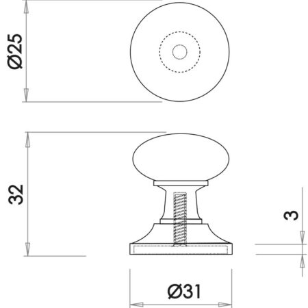 Frelan Round Cupboard Knob 25mm Black - Image 2