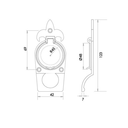 Antique Fleur De Lys Cylinder Pull 123mm Black - Image 2